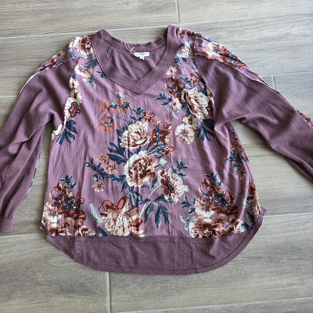 Umgee Women's Floral Purple Top